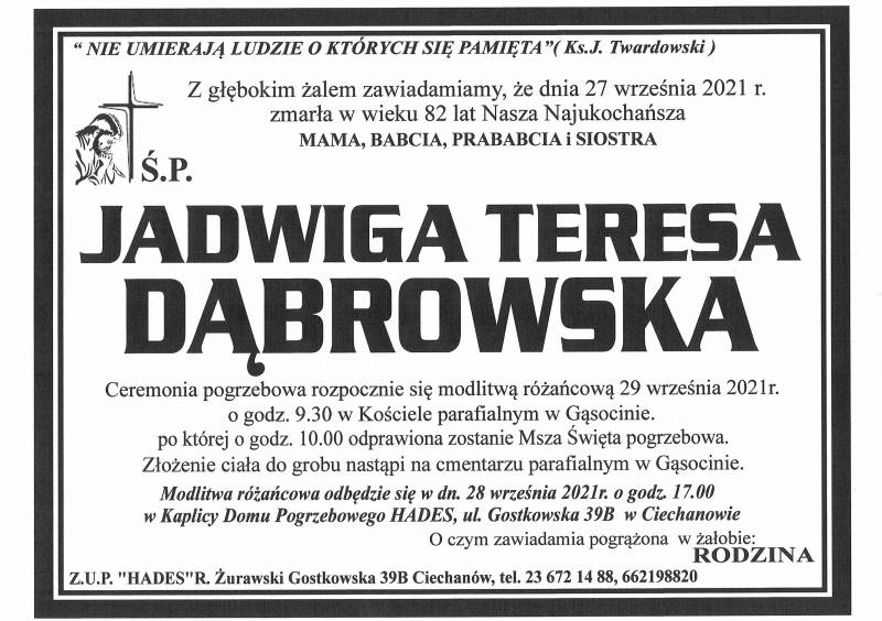 JADWIGA TERESA DĄBROWSKA