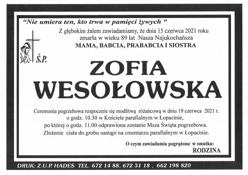 ZOFIA WESOŁOWSKA