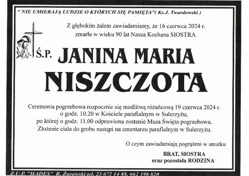 JANINA MARIA NISZCZOTA