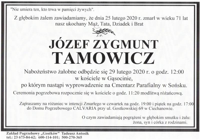 JÓZEF ZYGMUNT TAMOWICZ