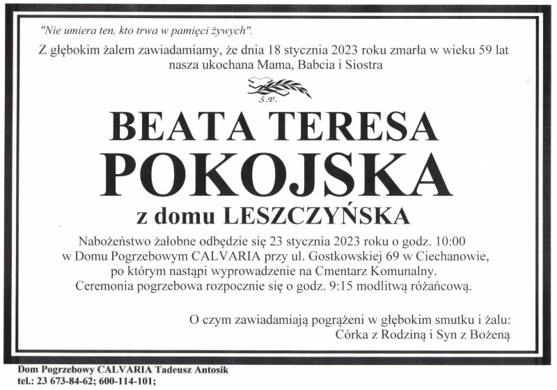Beata Teresa Pokojska