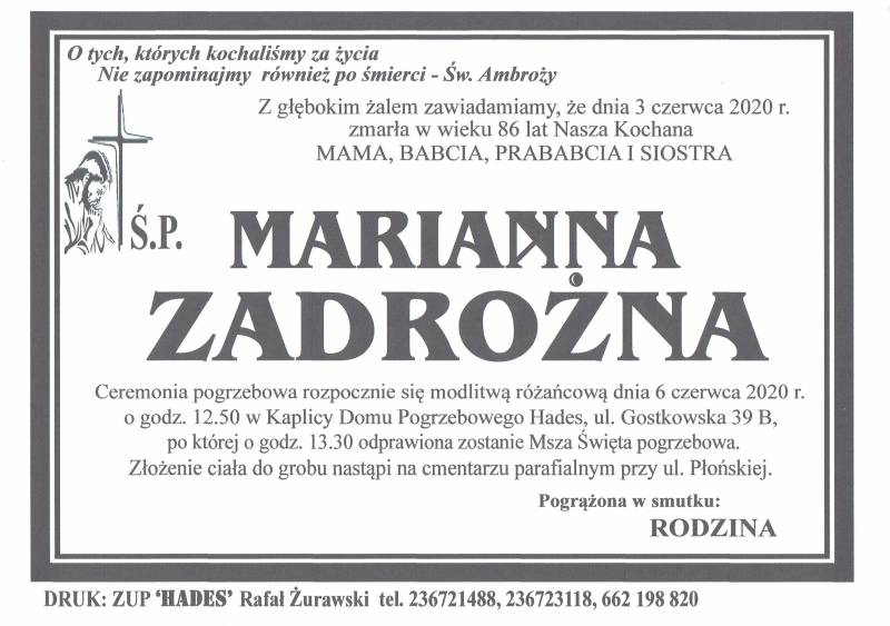 MARIANNA ZADROŻNA