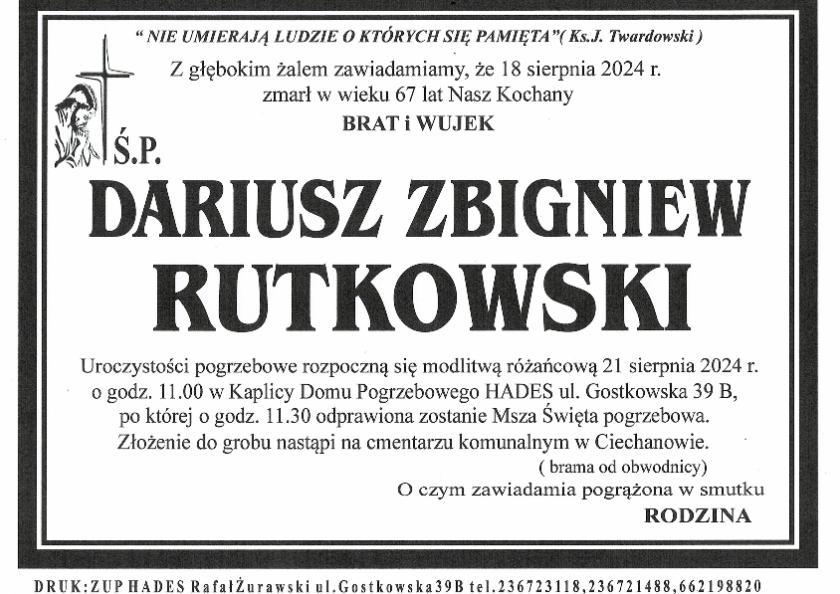 DARIUSZ ZBIGNIEW RUTKOWSKI