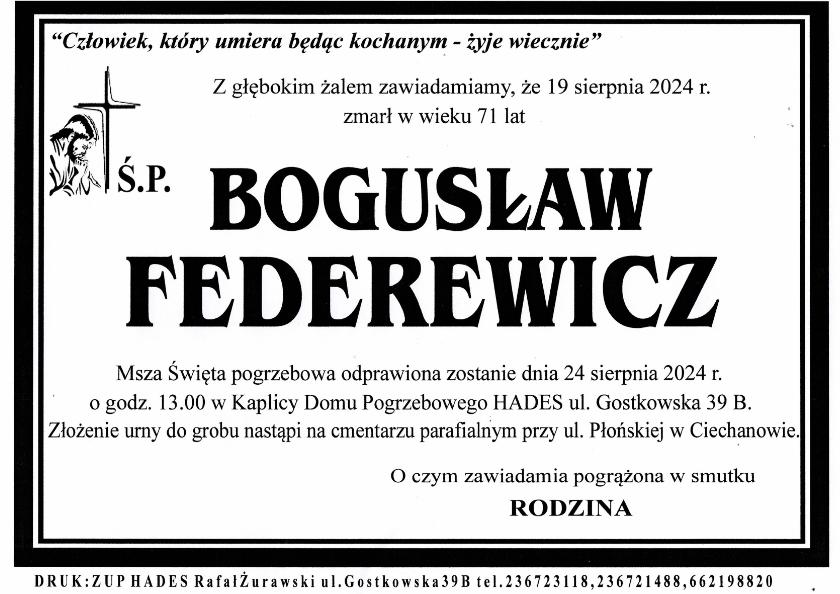 BOGUSŁAW FEDEREWICZ