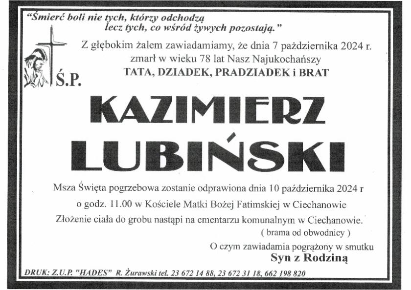 KAZIMIERZ LUBIŃSKI