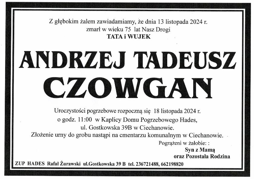 ANDRZEJ TADEUSZ CZOWGAN