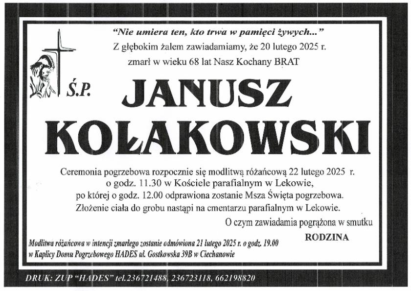 JANUSZ KOŁAKOWSKI