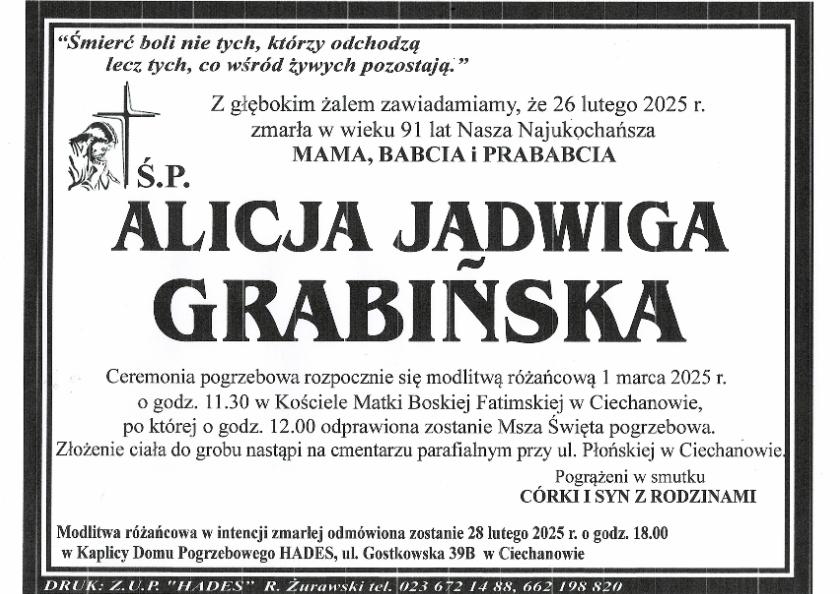 ALICJA JADWIGA GRABIŃSKA