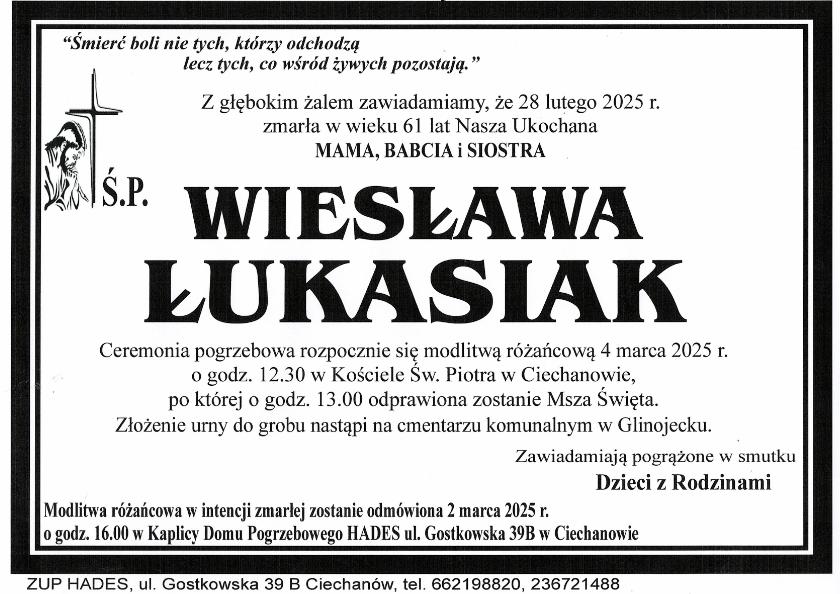 WIESŁAWA ŁUKASIAK