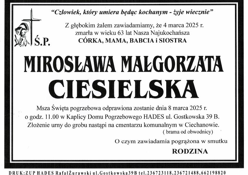 MIROSŁAWA MAŁGORZATA CIESIELSKA