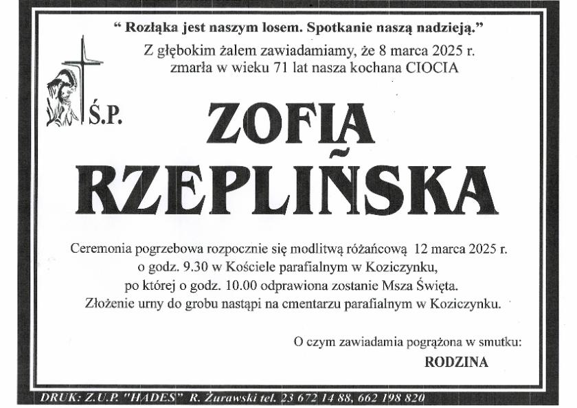 ZOFIA RZEPLIŃSKA