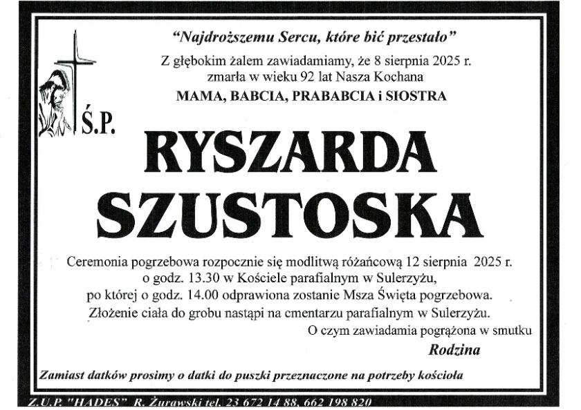 RYSZARDA SZUSTOSKA