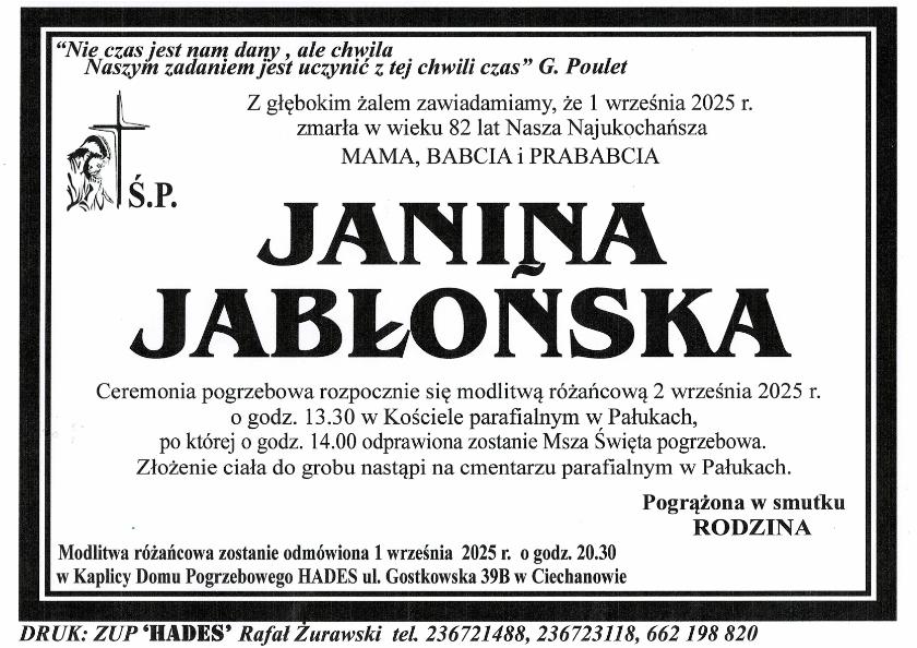 JANINA JABŁOŃSKA 