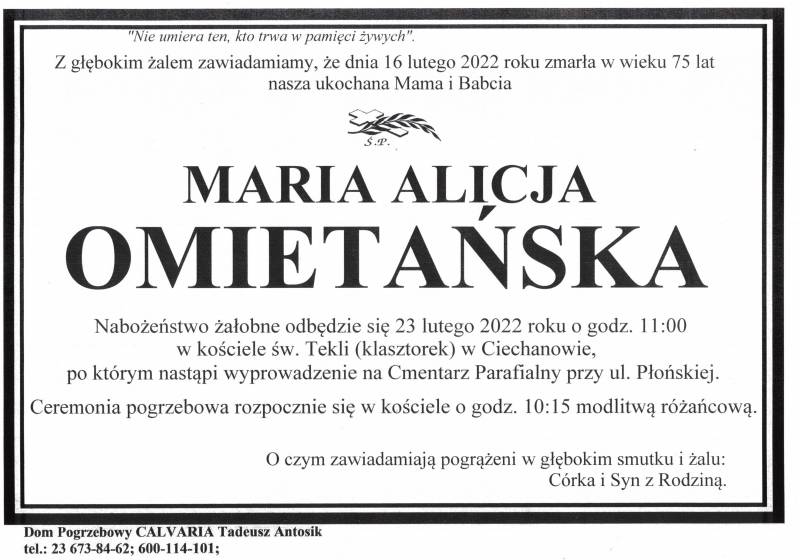 Maria Alicja Omietańska
