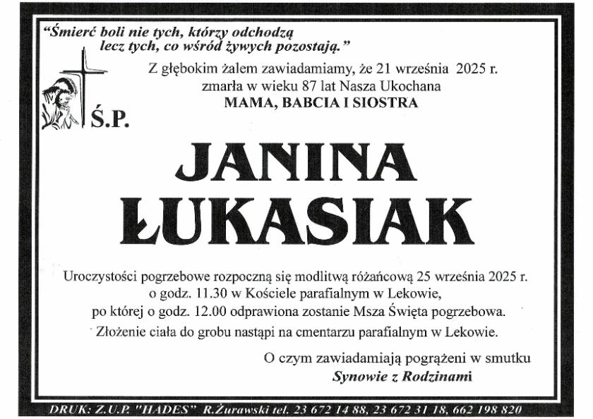 JANINA  ŁUKASIAK 