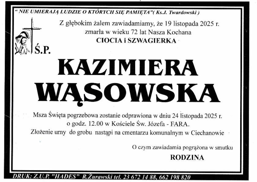 KAZIMIERA WĄSOWSKA
