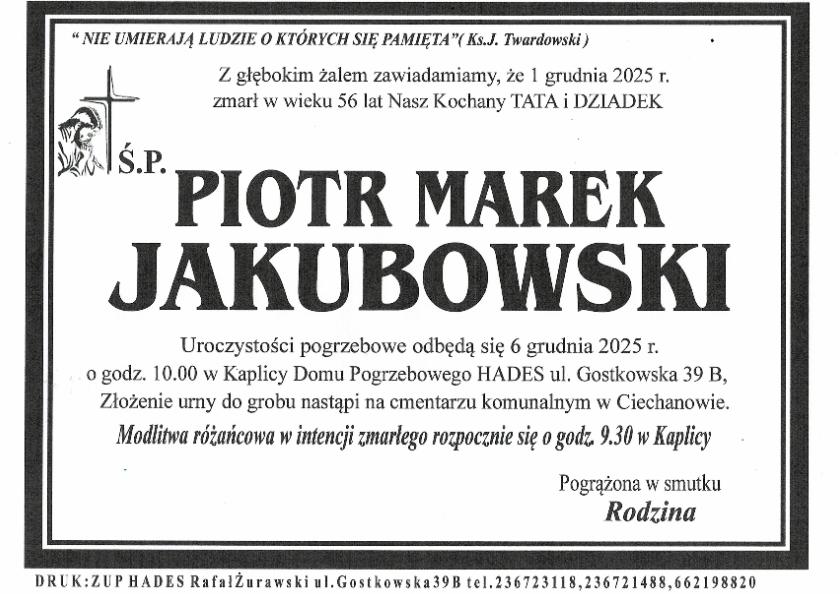 PIOTR MAREK JAKUBOWSKI