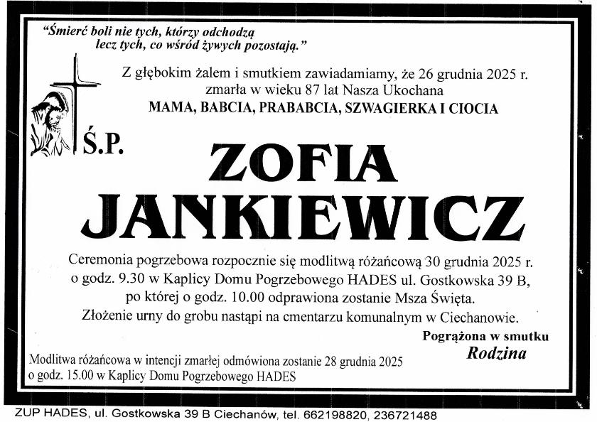 JANKIEWICZ ZOFIA