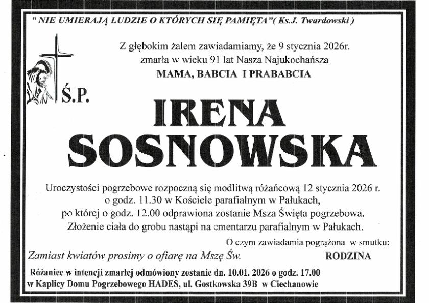 IRENA SOSNOWSKA