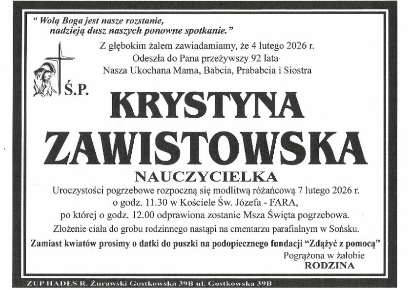 KRYSTYNA ZAWISTOWSKA