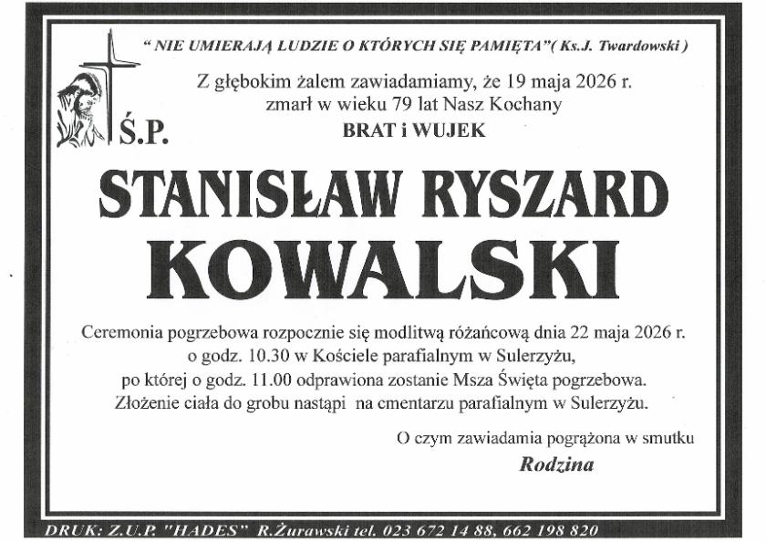STANISŁAW RYSZARD KOWALSKI