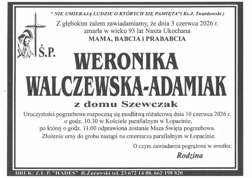 WERONIKA WALCZEWSKA-ADAMIAK
