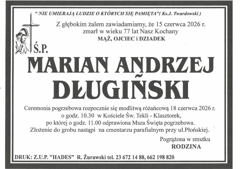 MARIAN ANDRZEJ DŁUGIŃSKI