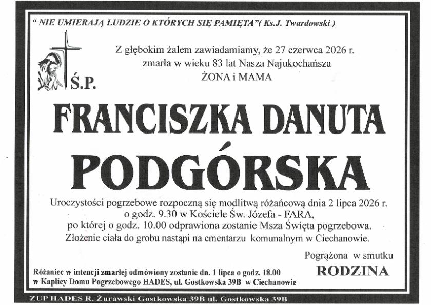 FRANCISZKA DANUTA PODGÓRSKA