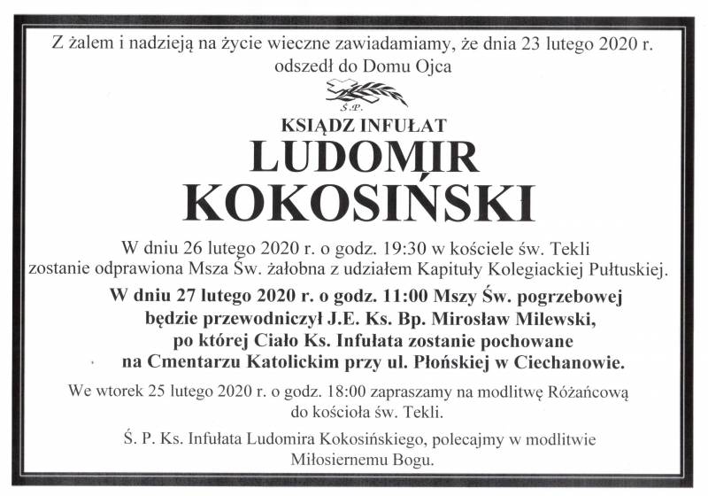 Ks. Infułat LUDOMIR KOKOSIŃSKI