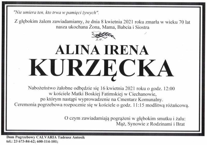 Alina Irena Kurzęcka