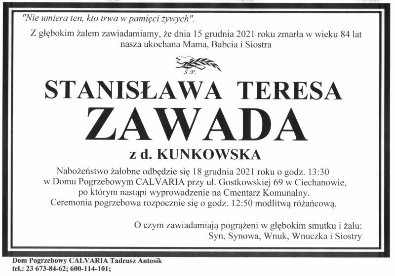 Stanisława Teresa Zawada