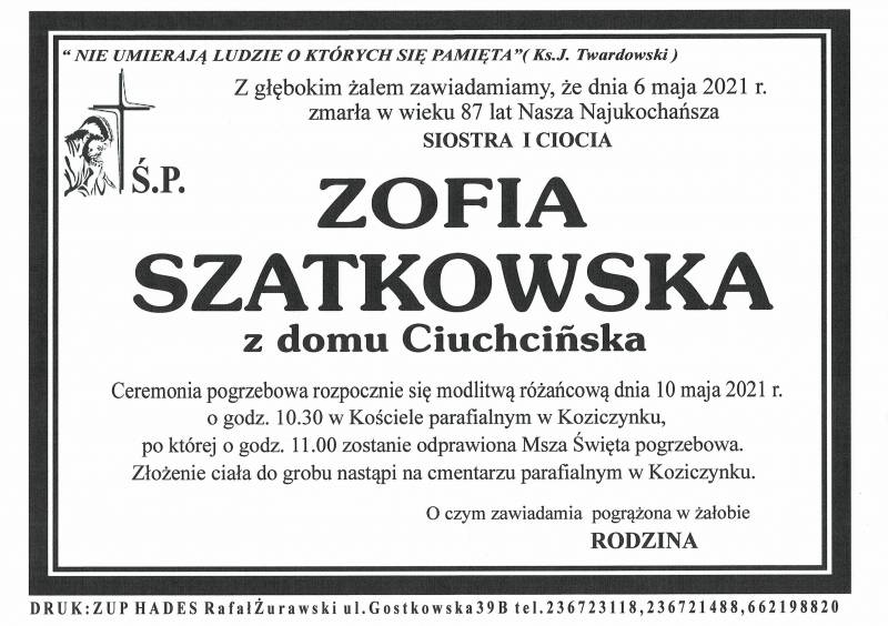 ZOFIA SZATKOWSKA