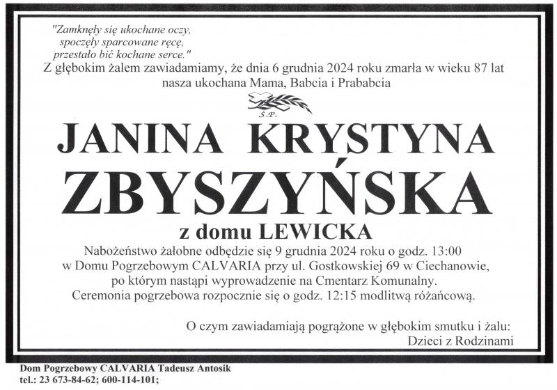 Janina Krystyna Zbyszyńska