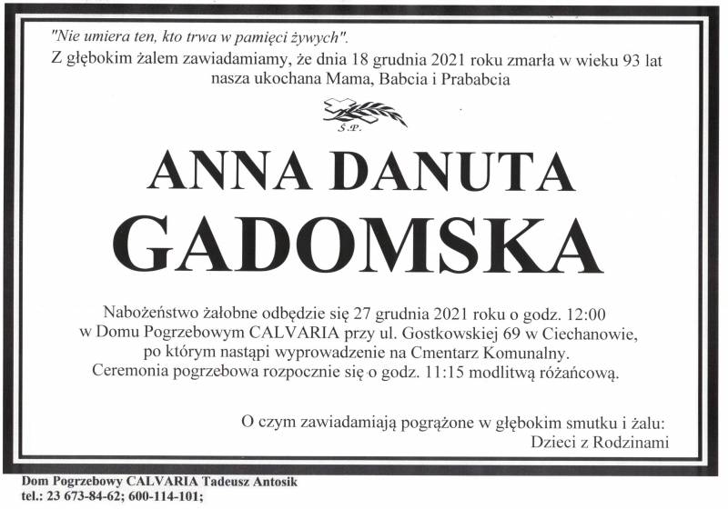 Anna Danuta Gadomska