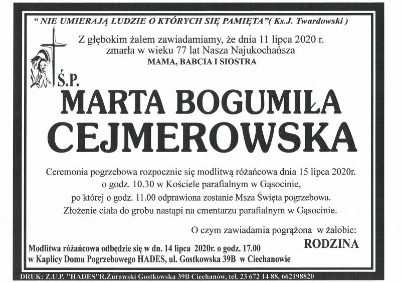 MARTA BOGUMIŁA CEJMEROWSKA