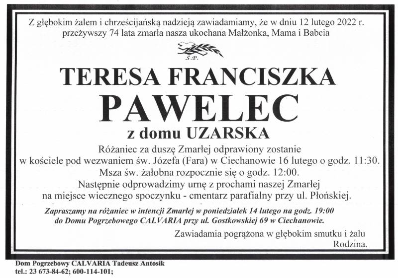 Teresa Franciszka Pawelec