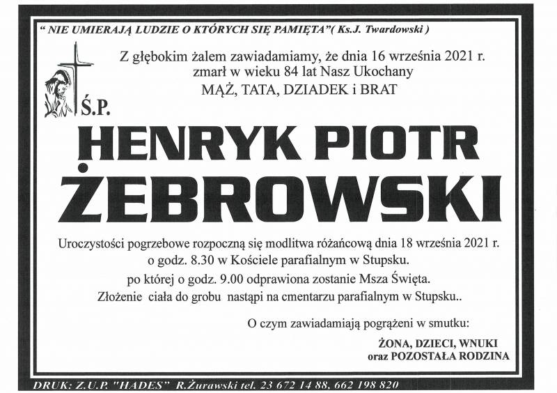 HENRYK PIOTR ŻEBROWSKI