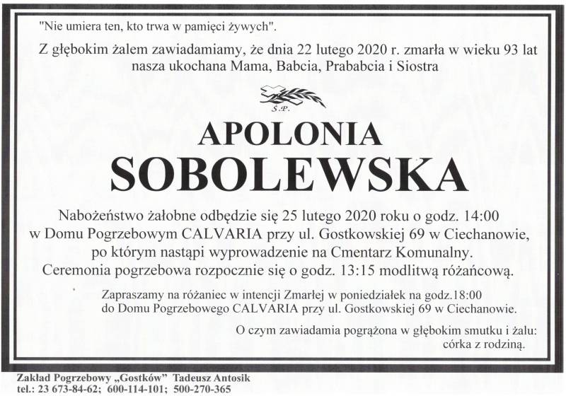 APOLONIA SOBOLEWSKA