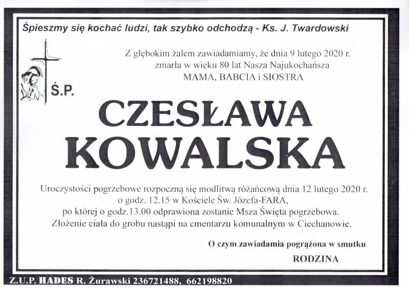 CZESŁAWA KOWALSKA