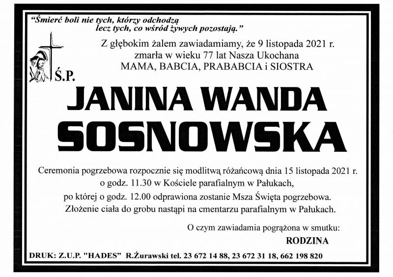 JANINA WANDA SOSNOWSKA