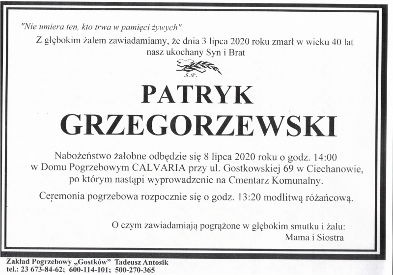 PATRYK GRZEGORZEWSKI