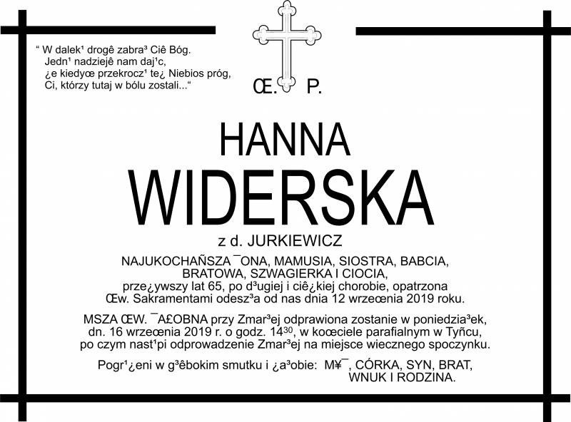 Hanna Widerska (z d. Jurkiewicz)