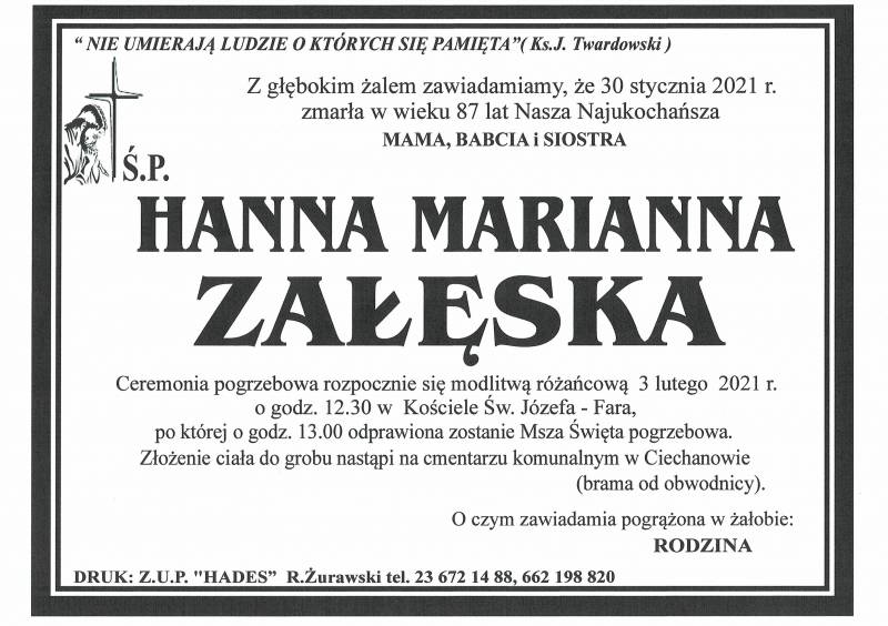 HANNA MARIANNA ZAŁĘSKA