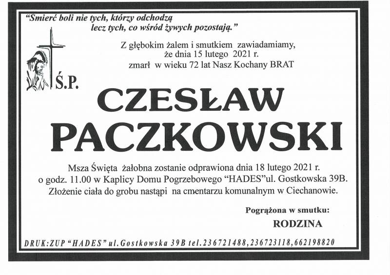 CZESŁAW PACZKOWSKI