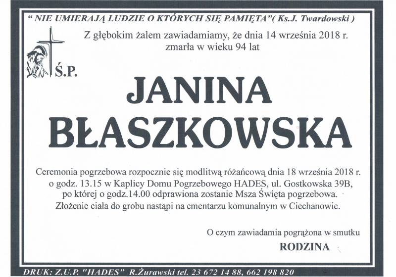 JANINA BŁASZKOWSKA