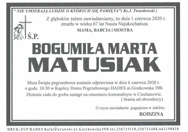 BOGUMIŁA MARTA MATUSIAK