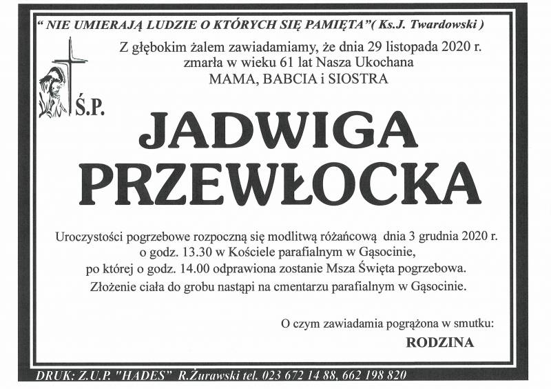JADWIGA PRZEWŁOCKA