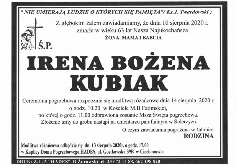 IRENA BOŻENA KUBIAK