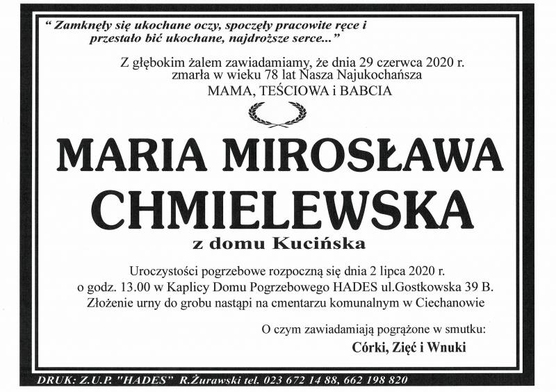 MARIA MIROSŁAWA CHMIELEWSKA