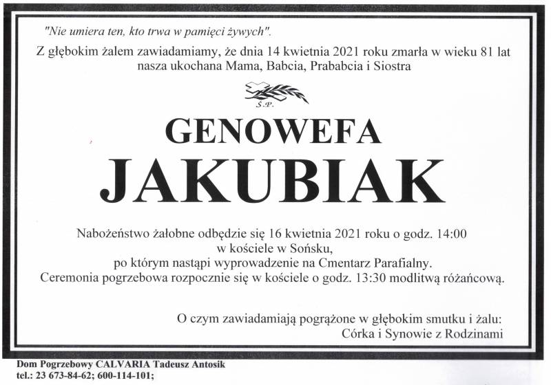 GENOWEFA JAKUBIAK